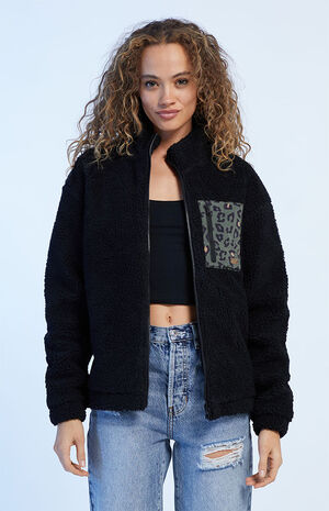 On The Wall Mock Neck Zip Sherpa Jacket image number 1