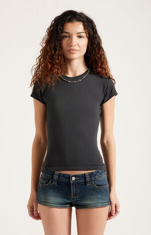 Tatum Ultimate Low Rise Denim Micro Shorts Stretch Dark Blue image number 2