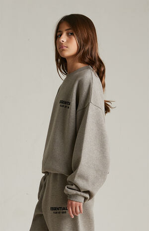 Kids Heather Grey Fleece Crew Neck Sweatshirt image number 3