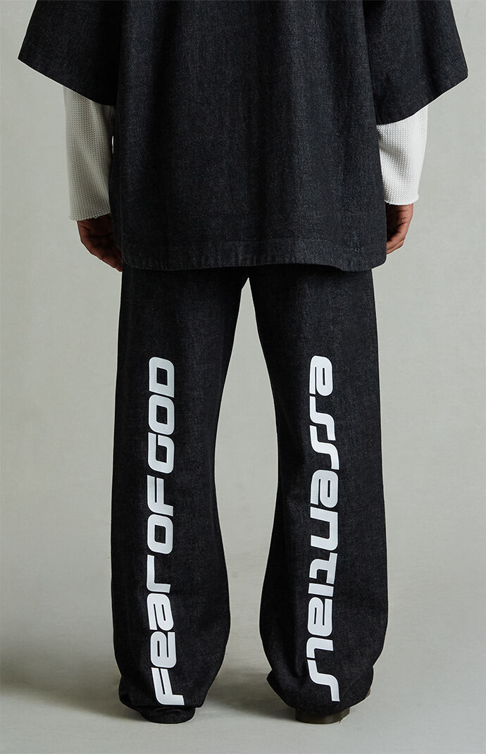 Fear of God ESSENTIALS Vintage Black Denim Straight Work Pants 