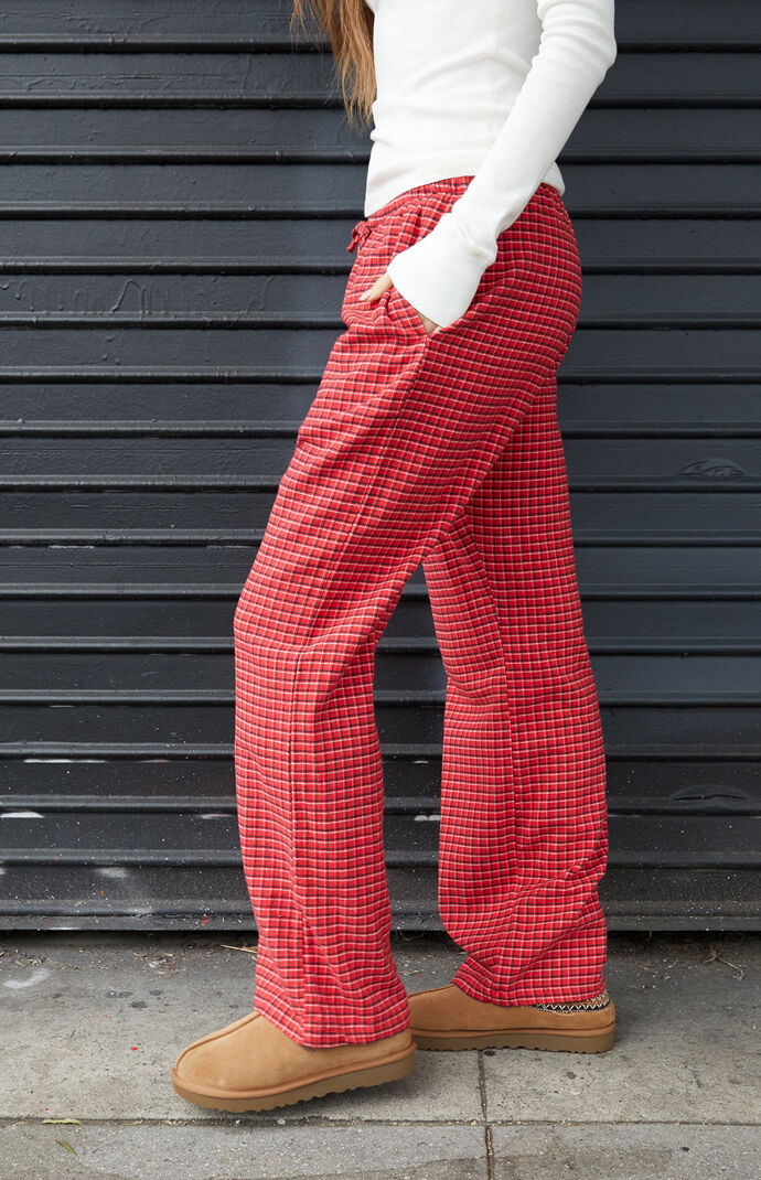 John Galt Red Plaid Flannel Baggy Pants