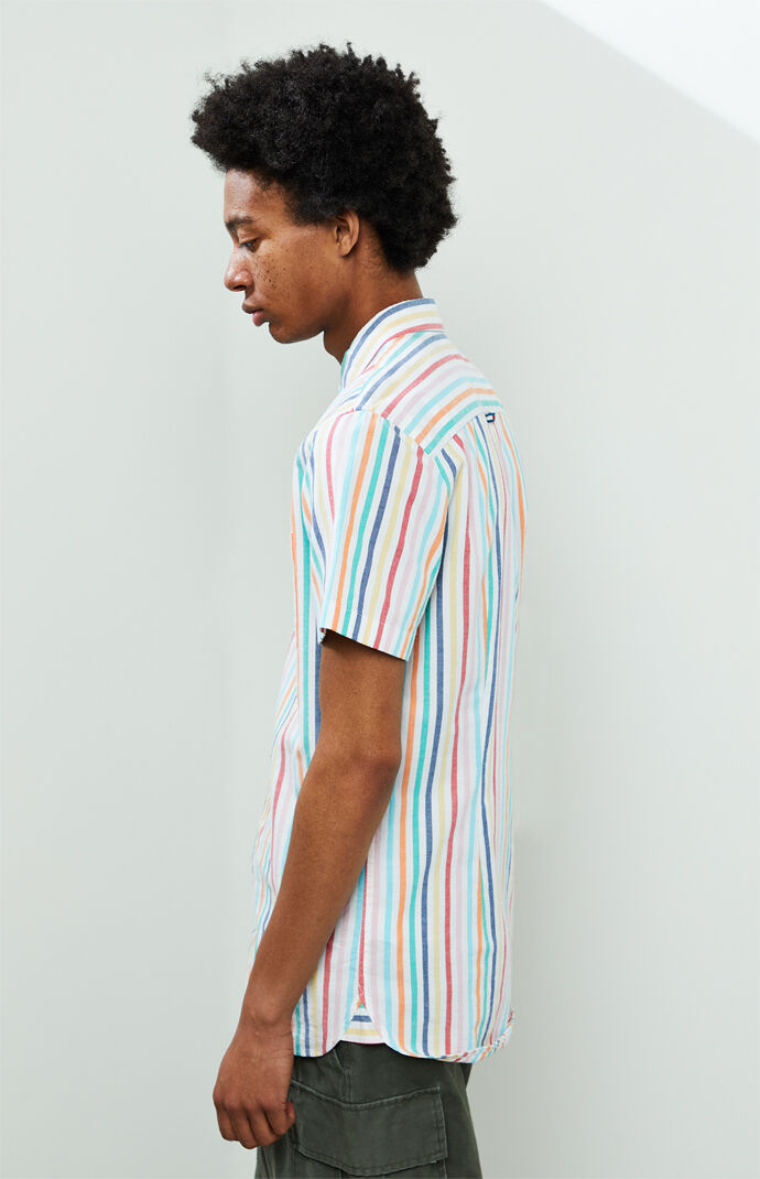 Striped Short Sleeve Button Up Shirt