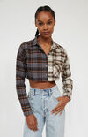 Long Sleeve Split Plaid Top Long Sleeve Split Plaid Top image number null