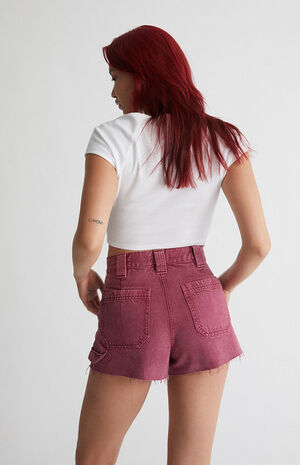 Mauve Utility Straight Leg Denim Shorts image number 3