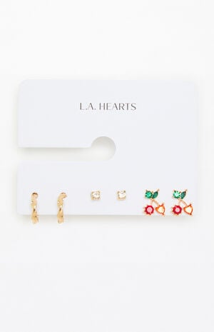 3 Pack Cherry Earrings image number 1