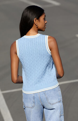Blue & White Sweater Vest Blue & White Sweater Vest image number null