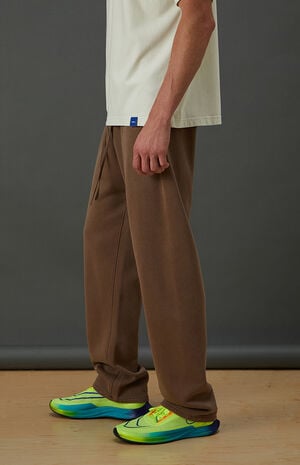 Active Brown Heavyweight Fleece Baggy Sweatpants image number 3