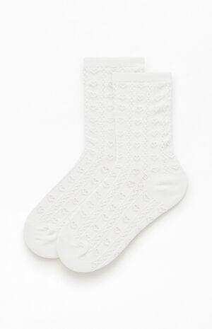White Heart Pointelle Socks image number 1