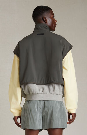 Dark Heather Oatmeal Ink Nylon Fleece Mock Neck Vest image number 3