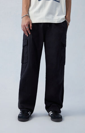 Stretch Canvas Black Baggy Cargo Pants image number 2