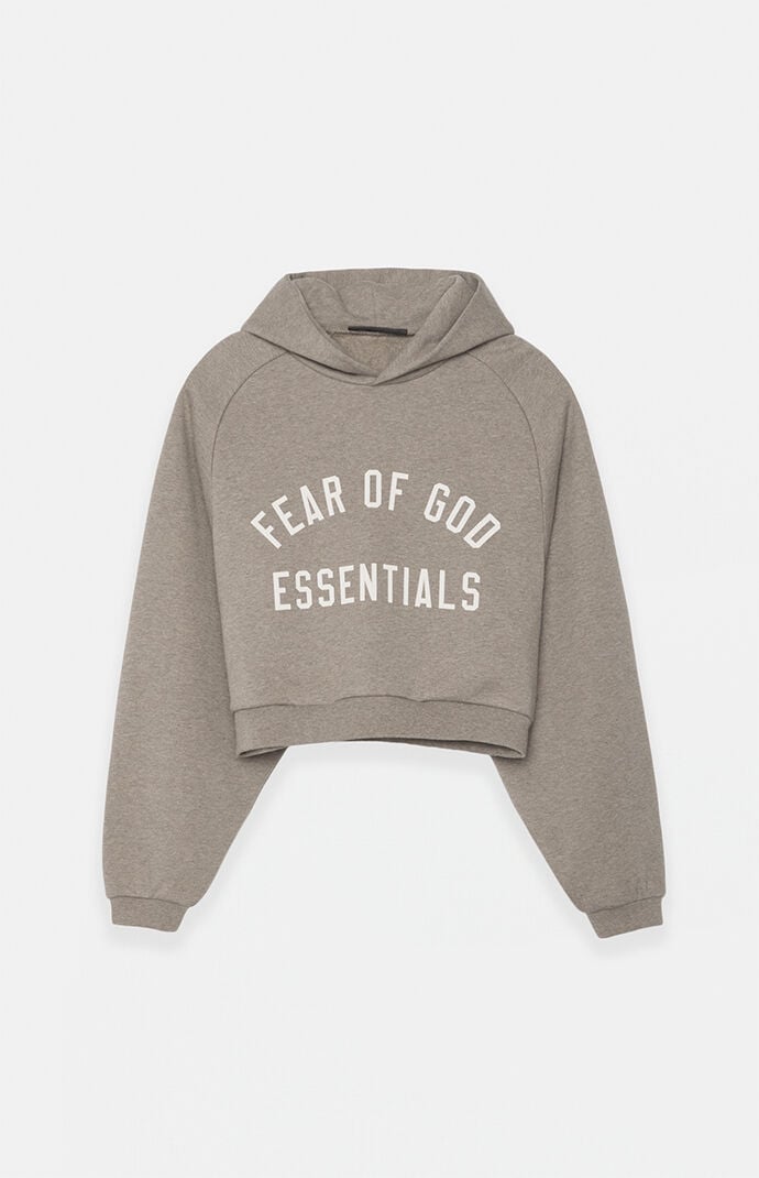 Fear of God ESSENTIALS Women's Heather Grey Cropped Hoodie