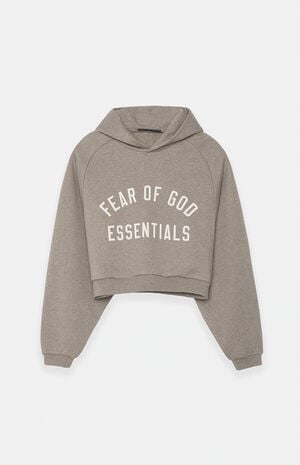 Women's Heather Grey Cropped Hoodie image number 1