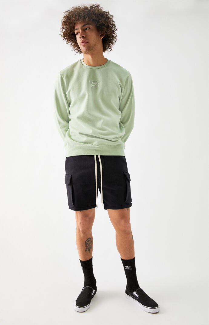 Black Cargo Fleece Volley Shorts