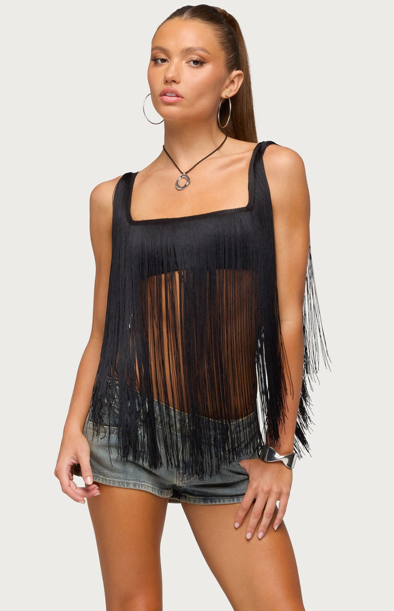 Edikted Eranthe Fringed Cropped Top