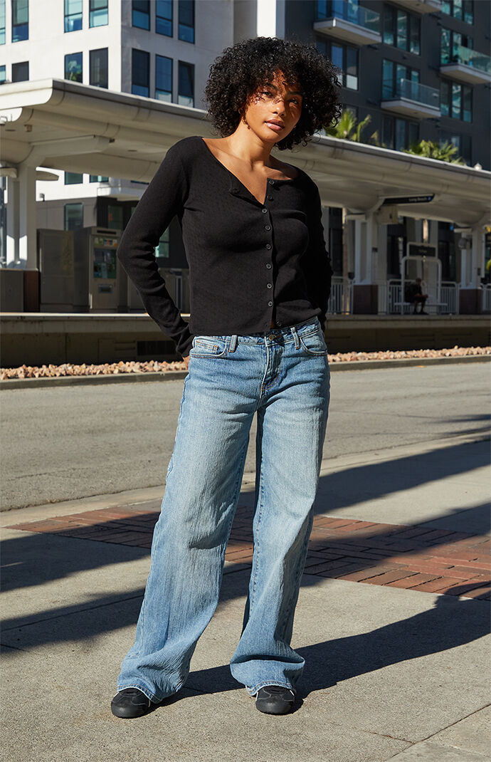 John Galt Black Athelia Pointelle Cardigan