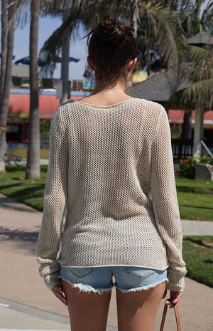 Cement Open Knit Sweater image number 4