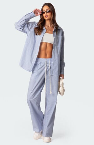 Oversized Pinstripe Button Up Shirt image number 2