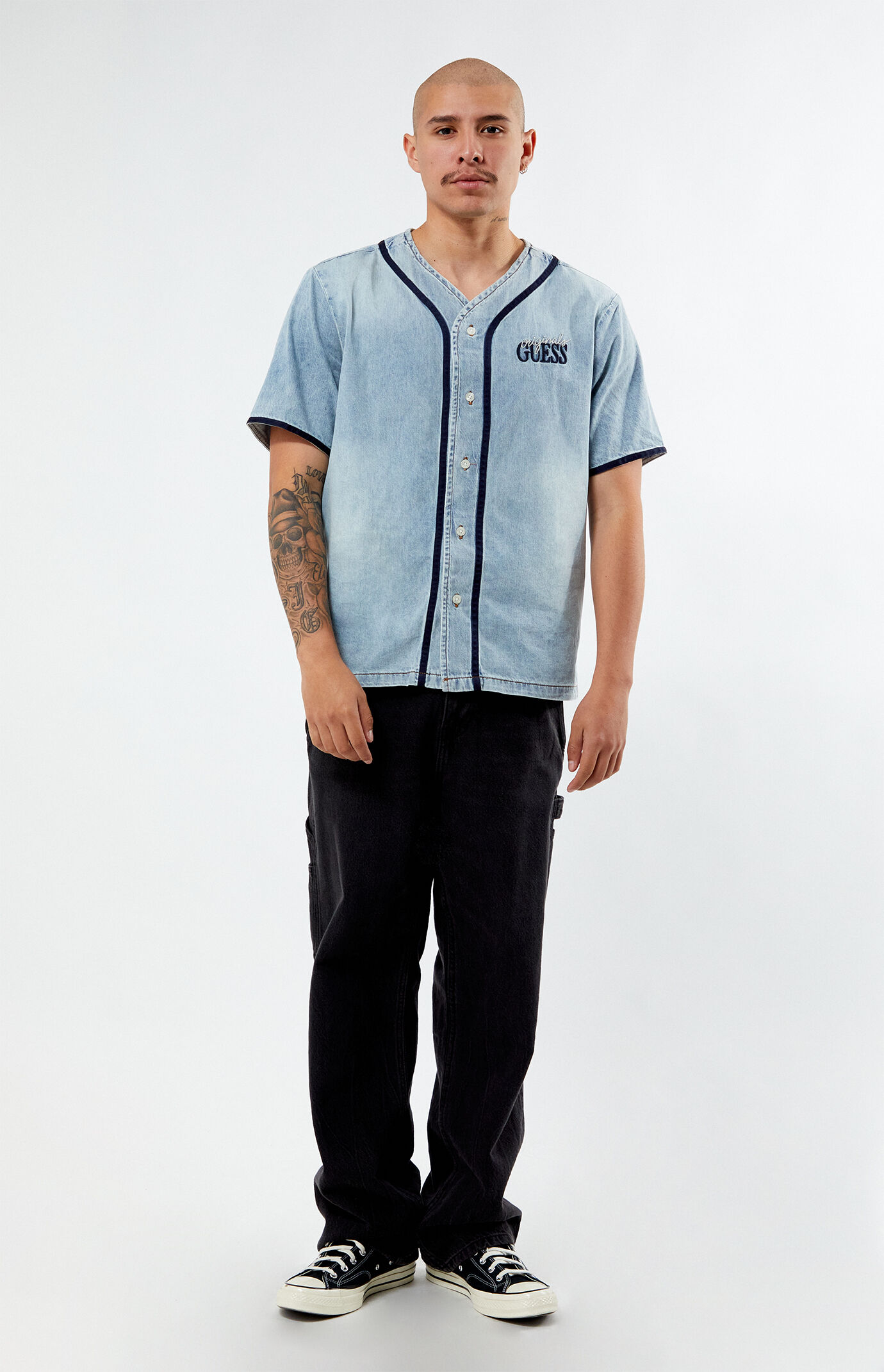 argue baseball denim デニム シャツ GU公式 | デニムシャツ