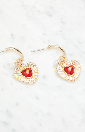 Red Heart Charm Earrings image number 2