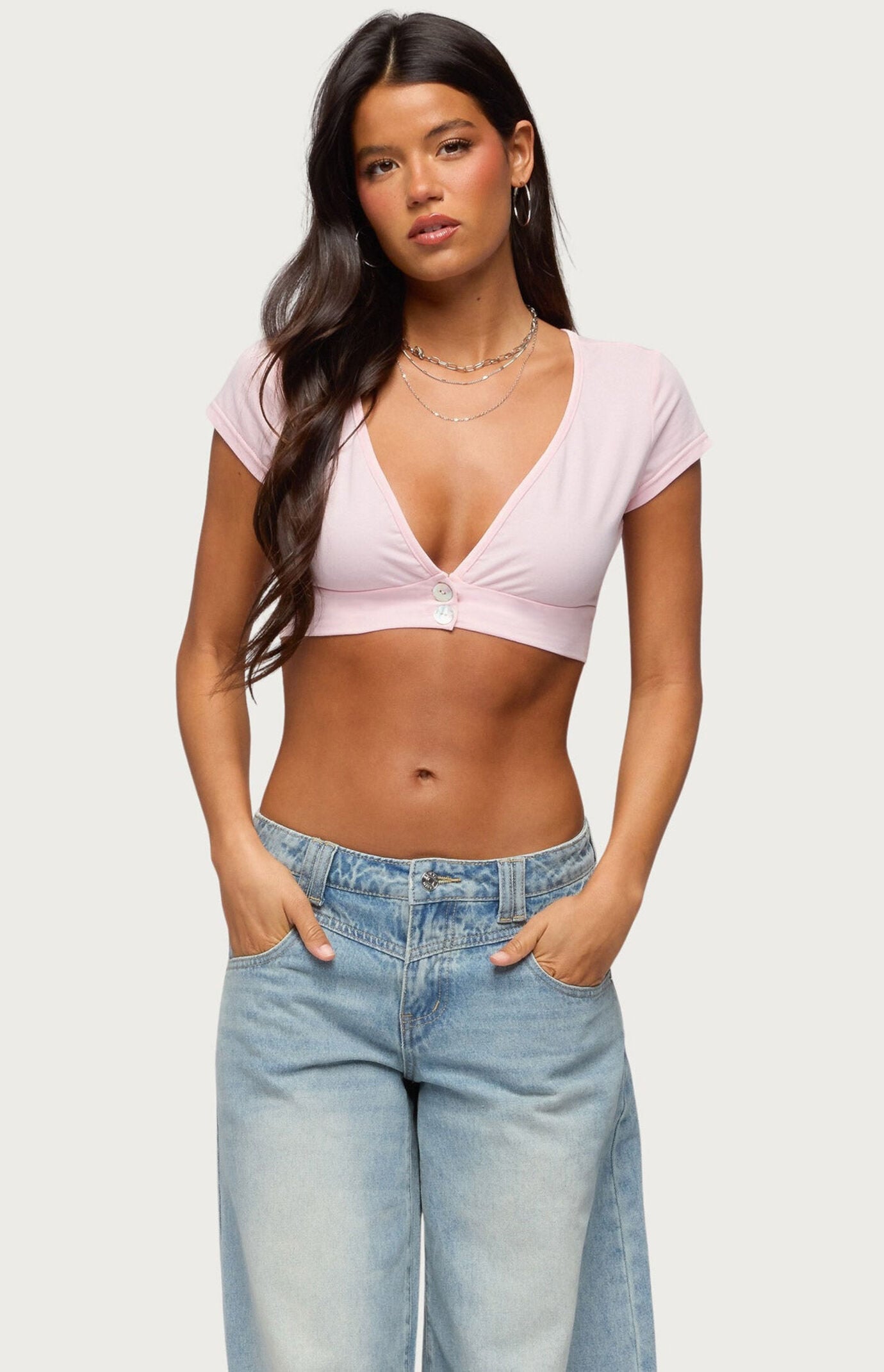Edikted Cecey Button Up Crop Top