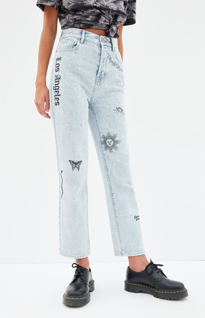 doodle print jeans