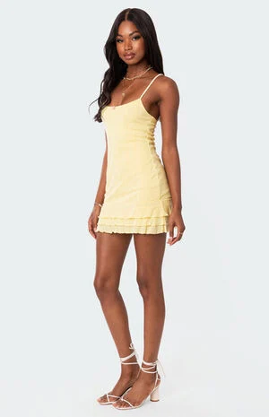 Pointelle Ruffle Mini Dress image number 4