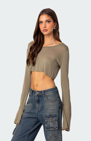 Sheer Raw Hem Crop Top image number 5
