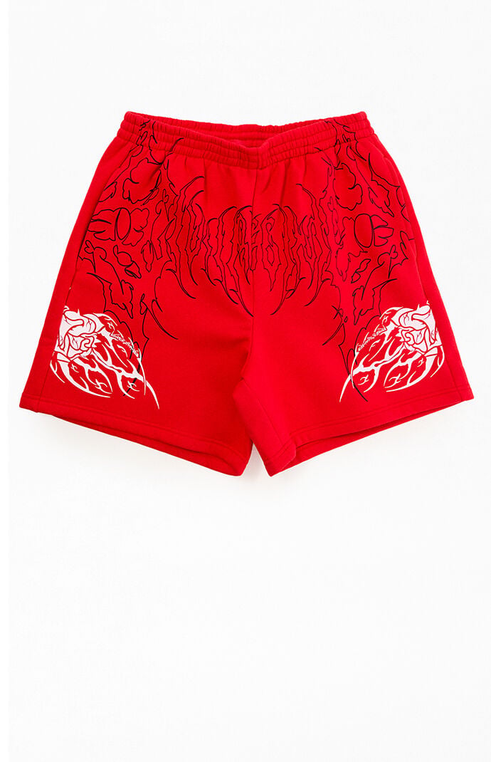 Civil Red Thorn Of The Stem Sweat Shorts