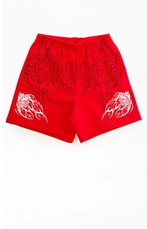 Red Thorn Of The Stem Sweat Shorts image number 1