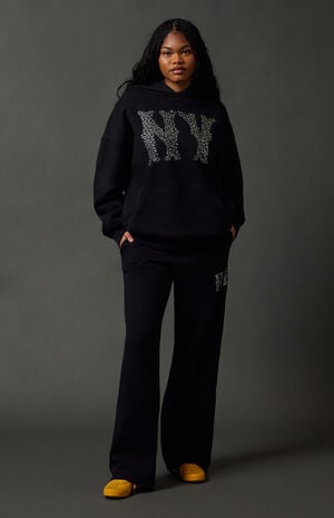 NY Rhinestone Baggy Sweatpants image number 1