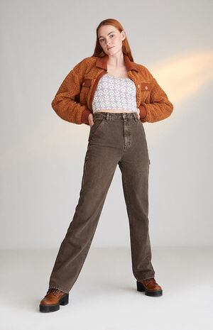 Brown Boyfriend Carpenter Pants image number 4