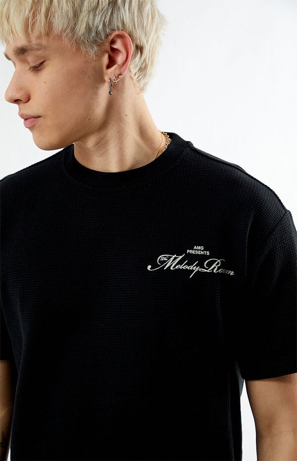 Pacsun Black Melody Waffle Knit T-Shirt