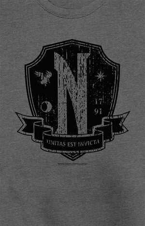 Wednesday Nevermore Emblem Crew Neck Sweatshirt image number 2