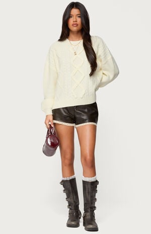 Braided Cable Knit Oversized Sweater image number 5