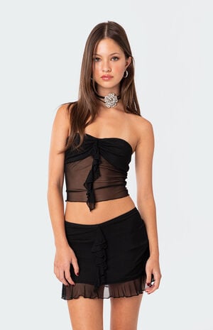 Solange Ruffle Mesh Tube Top image number 2