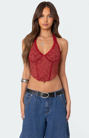 Chica Lace Halter Corset image number 1