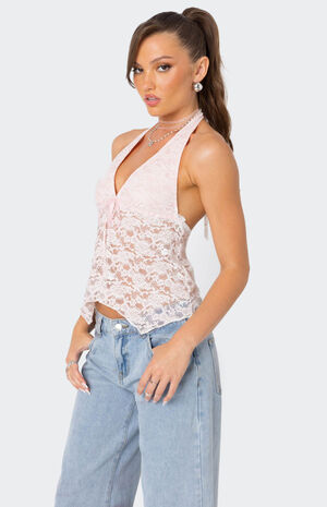 Esme Sheer Lace Halter Top image number 3