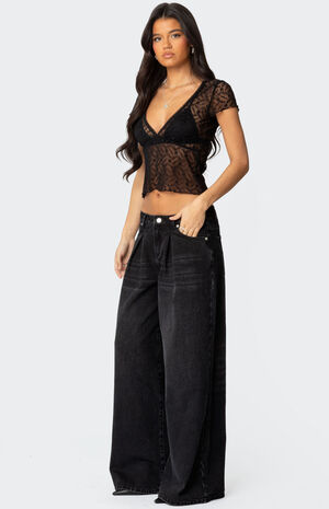 Pleated Detail Low Rise Jeans image number 4