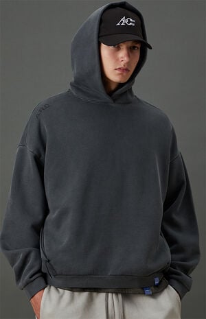 Black Vintage Wash Heavyweight Fleece Hoodie image number 2
