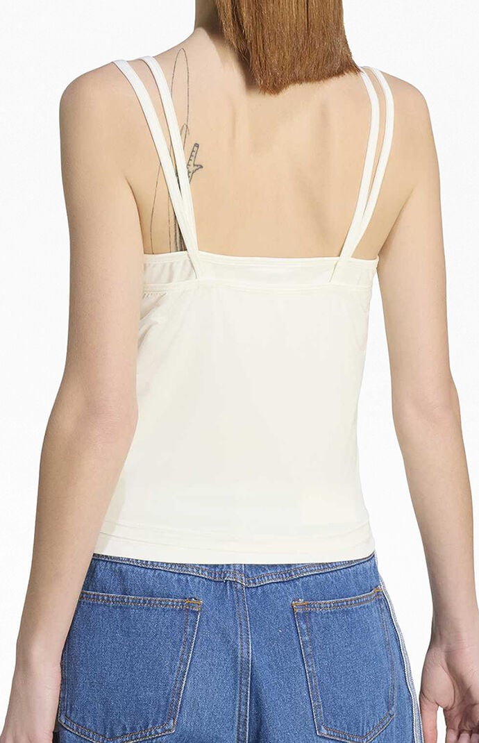 adidas White Double Layered Tank Top