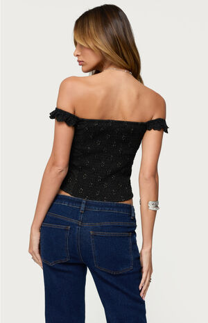 Jordana Ruffle Eyelet Off Shoulder Top image number 3