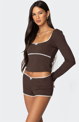 Juliana Polka Dot Ribbed Top image number 3