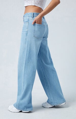 Eco Light Blue Low Rise Baggy Jeans image number 2