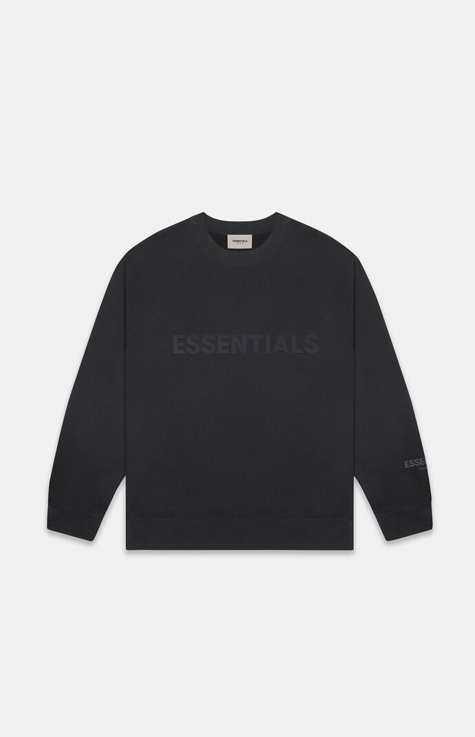essentials black crewneck pullover sweatshirt