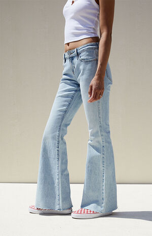 Light Blue Stretch Low Rise Flare Jeans image number 3