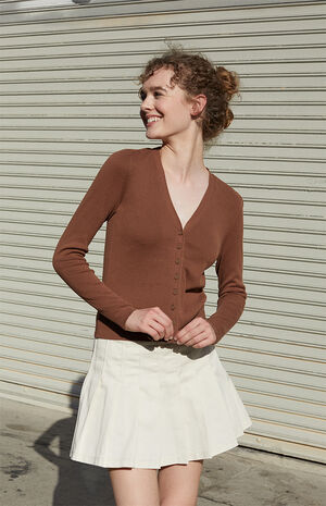 Brown Button Front Cardigan image number 1