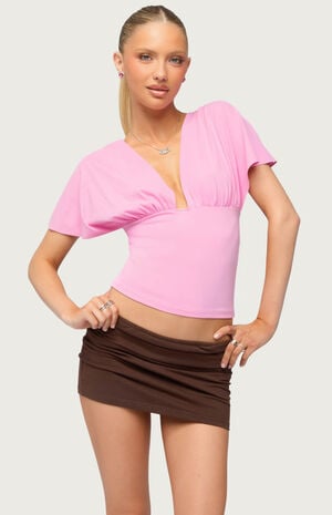 Flutter Plunging V Neck Top image number 1