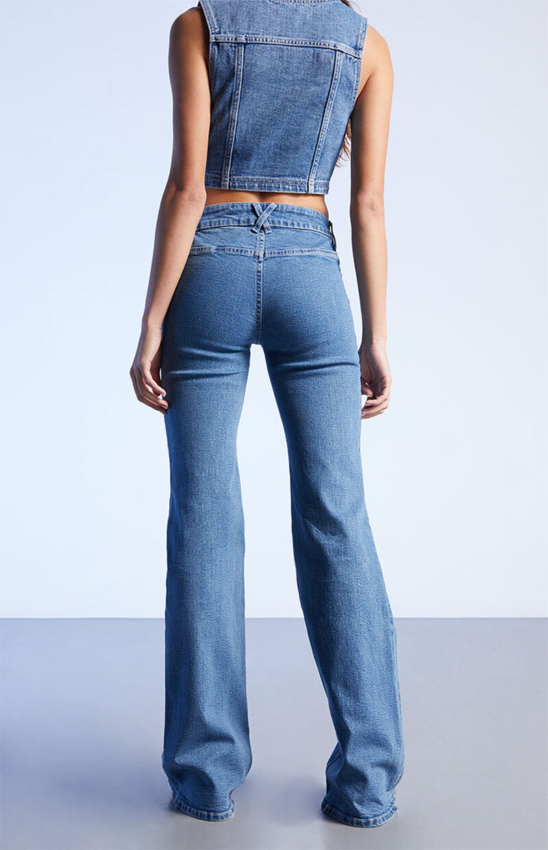 PacSun Dark Blue Low Rise Cargo Flare Jeans PacSun