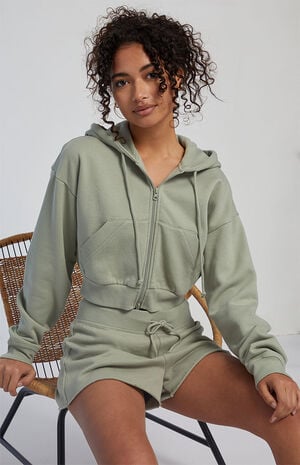 Bamboo Full Zip Cropped Hoodie Bamboo Full Zip Cropped Hoodie image number 1