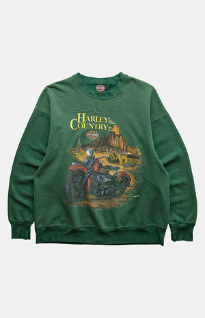 '90s Green Harley Davidson Crew Neck Sweatshirt image number 1